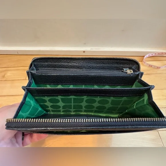 Kate Spade Zip-Around Wallet – Black & Green Interior - Picture 3 of 7